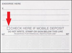back of check: endorse here, check here if mobile deposit, do not write,s map or sign below this line