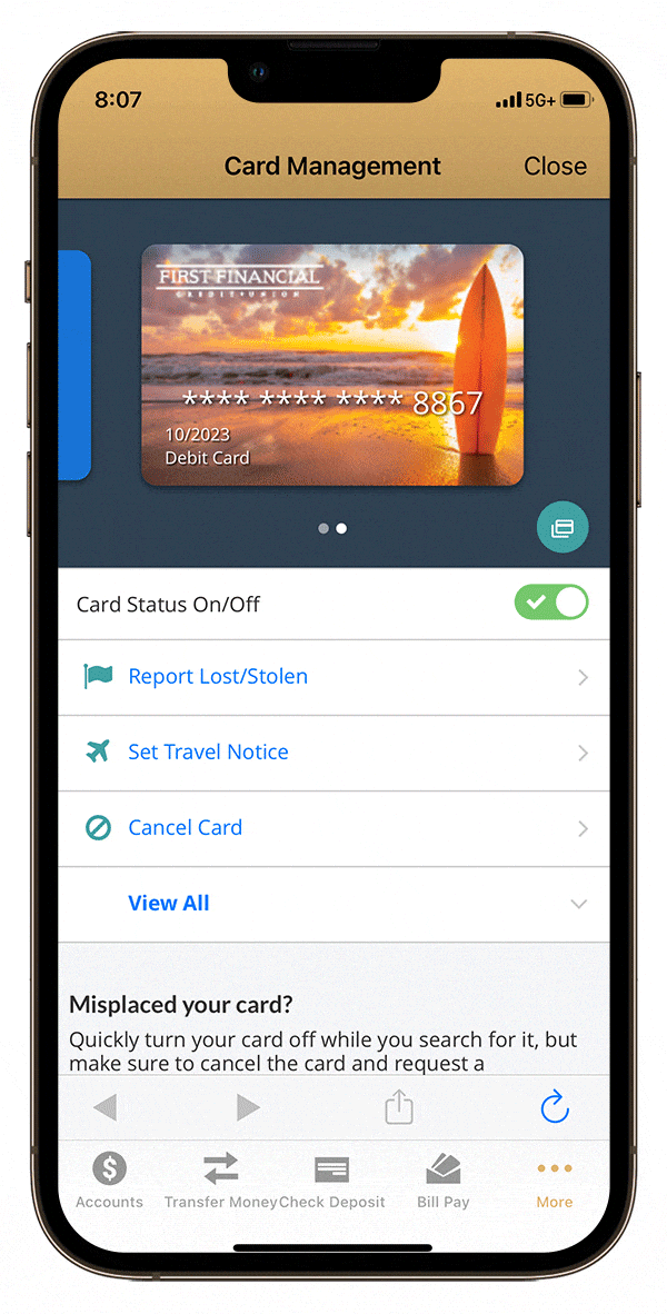card management Request replacement cards