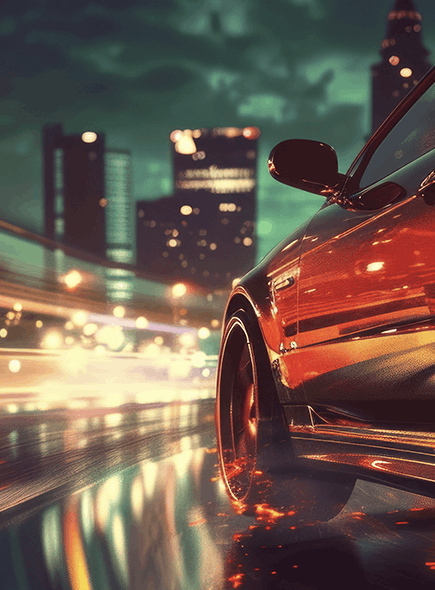 Car driving at night