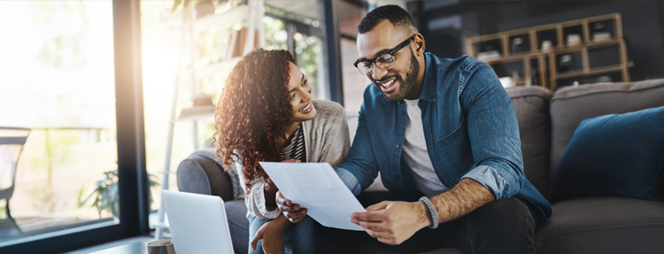 Couple reviewing retirement options.